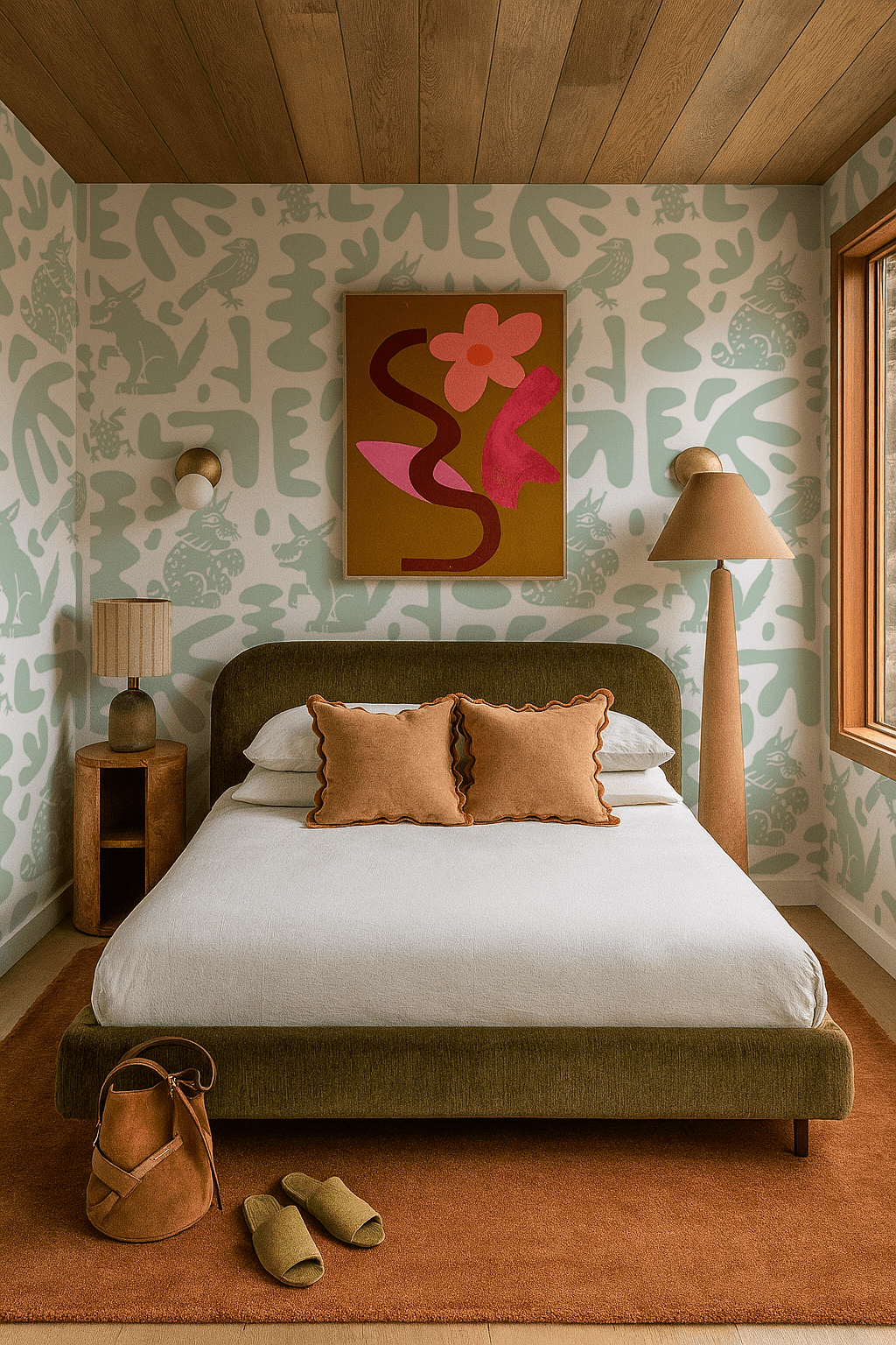 Abstract Animales Wallpaper, white and mint