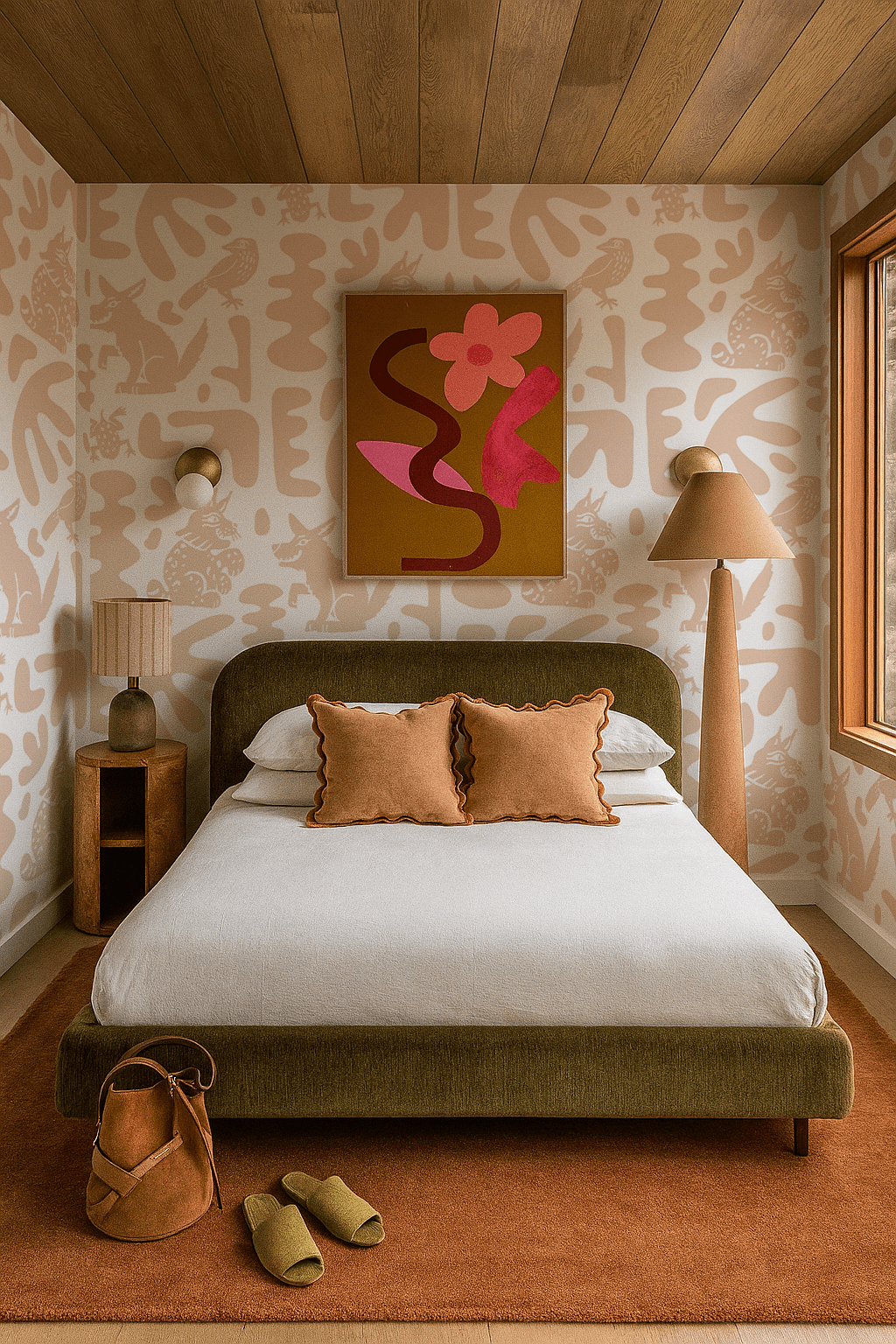 Abstract Animales Wallpaper, white and peach