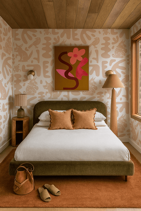 Abstract Animales Wallpaper, white and peach