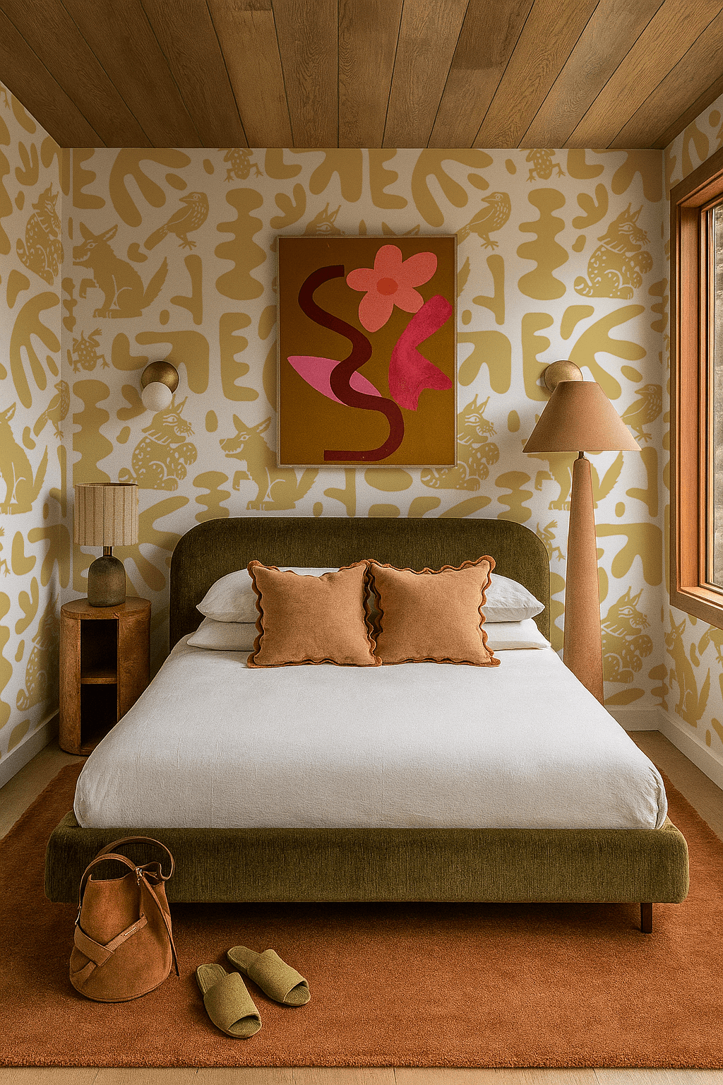 Abstract Animales Wallpaper, white and yellow