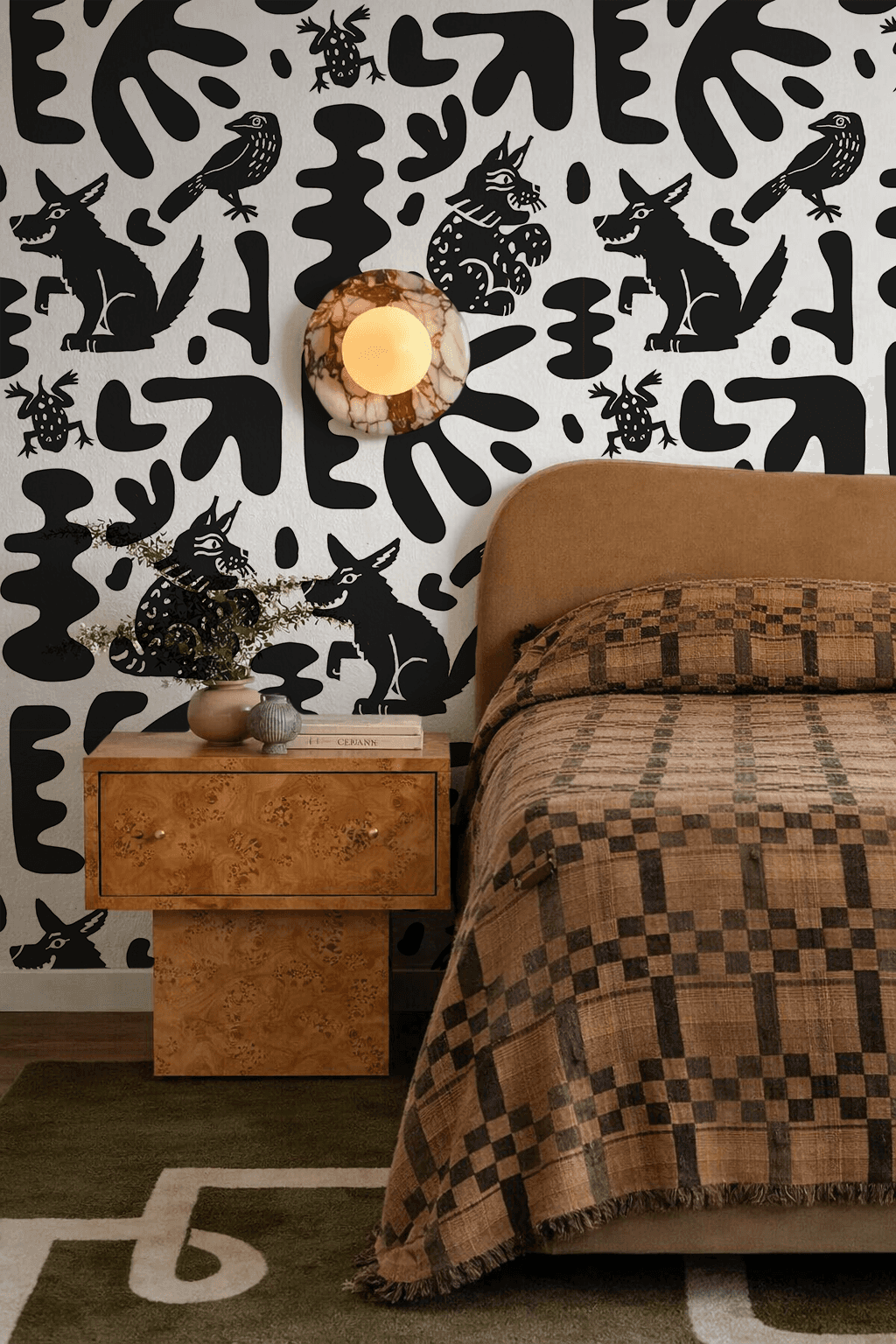 Abstract Animales Wallpaper, white and black