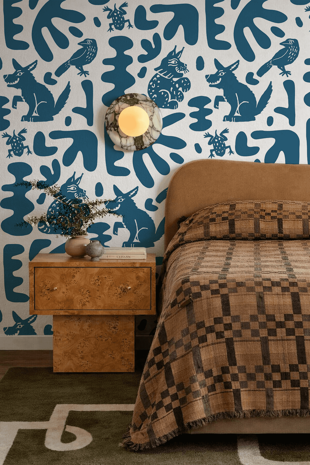 Abstract Animales Wallpaper, white and blue