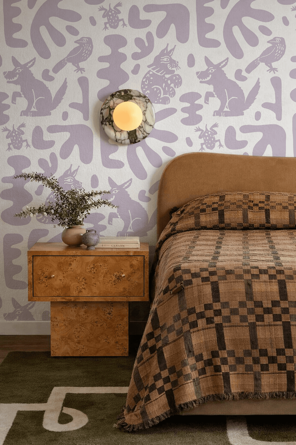 Abstract Animales Wallpaper, white and lavender