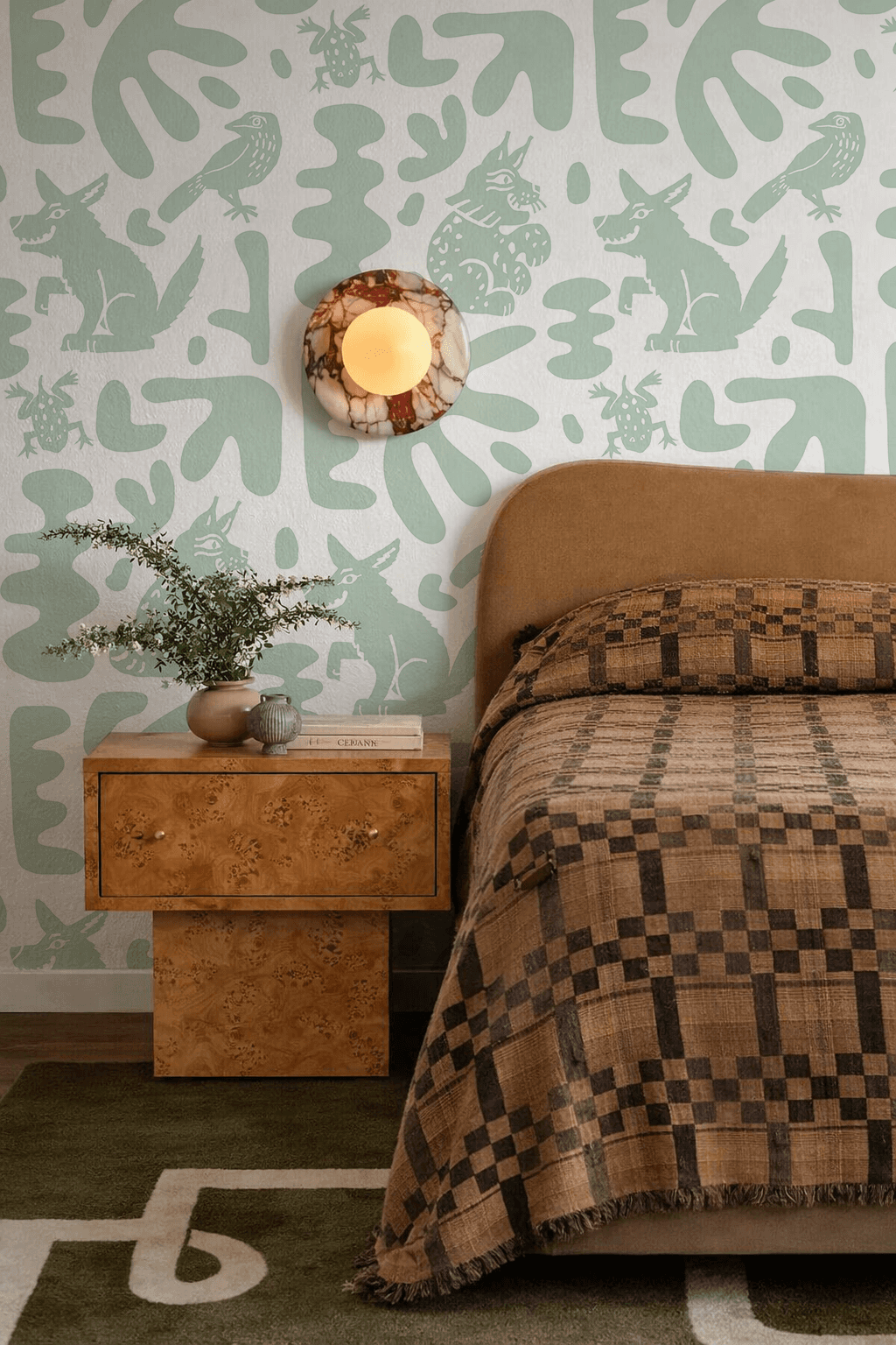 Abstract Animales Wallpaper, white and mint