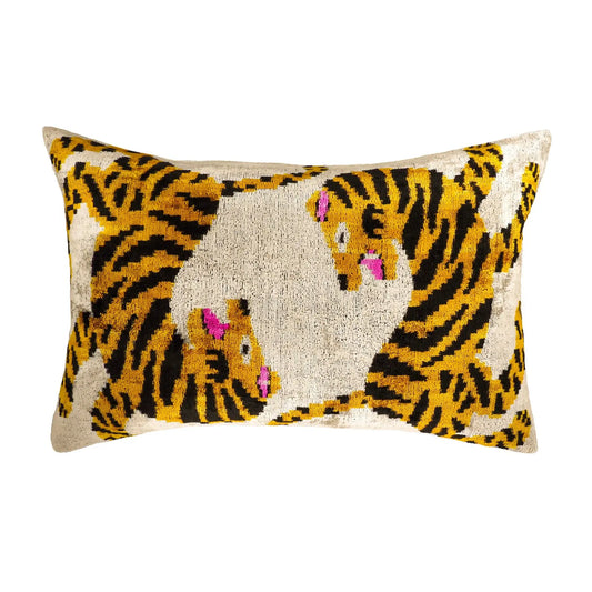 Bengali Silk Velvet Ikat Throw Pillow Cover 16 X 24