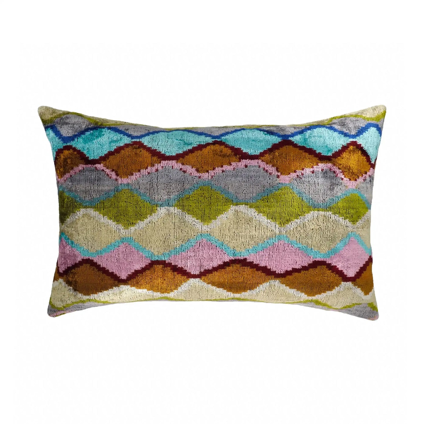 Beverly Hills Silk Velvet Ikat Throw Pillow Cover, 16 X 24