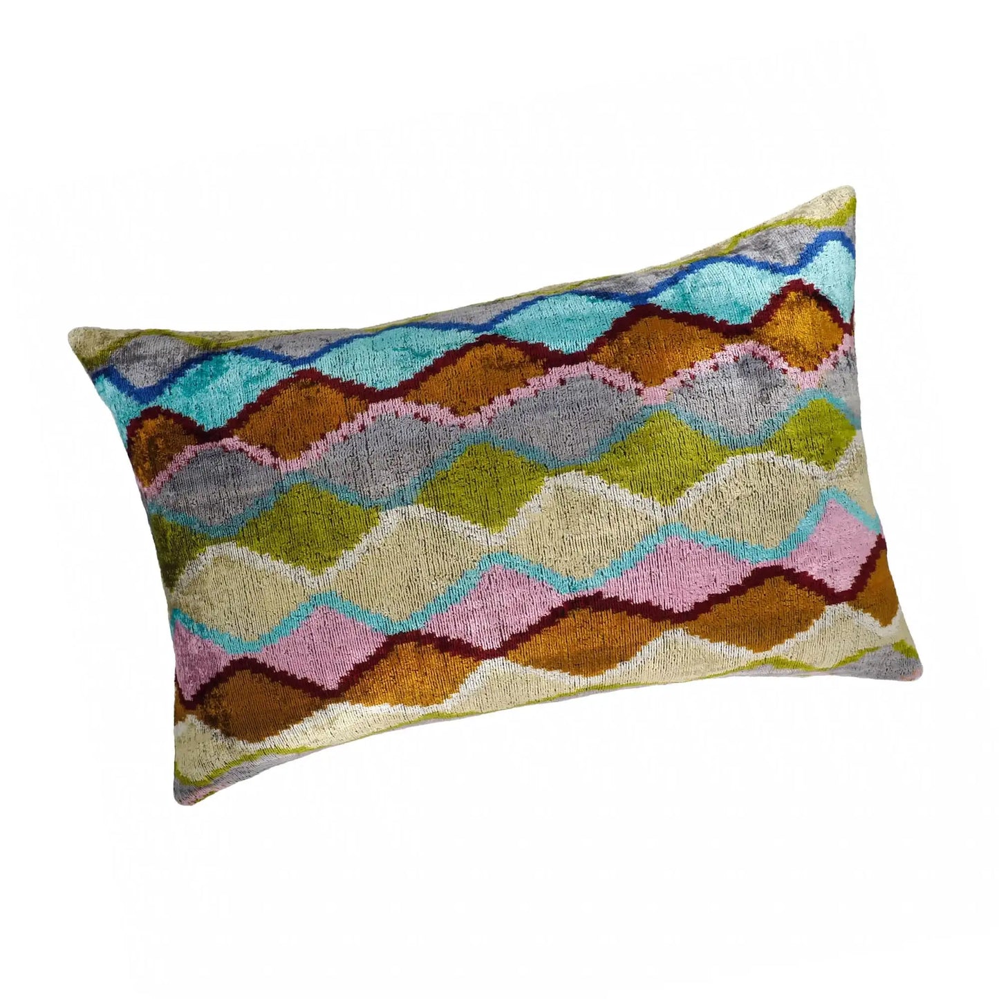 Beverly Hills Silk Velvet Ikat Throw Pillow Cover, 16 X 24