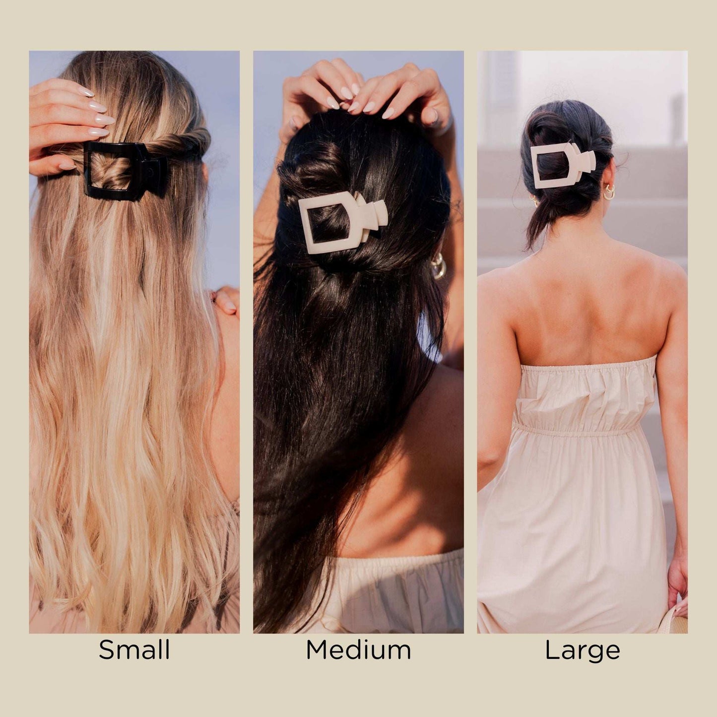 Almond Beige Small Flat Square Hair Clip