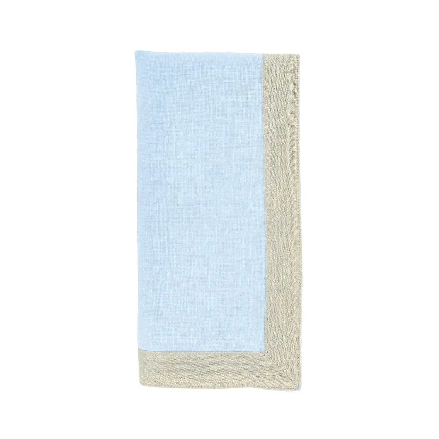 Blue Linen Napkins With Sparkle Borders, Set of 4