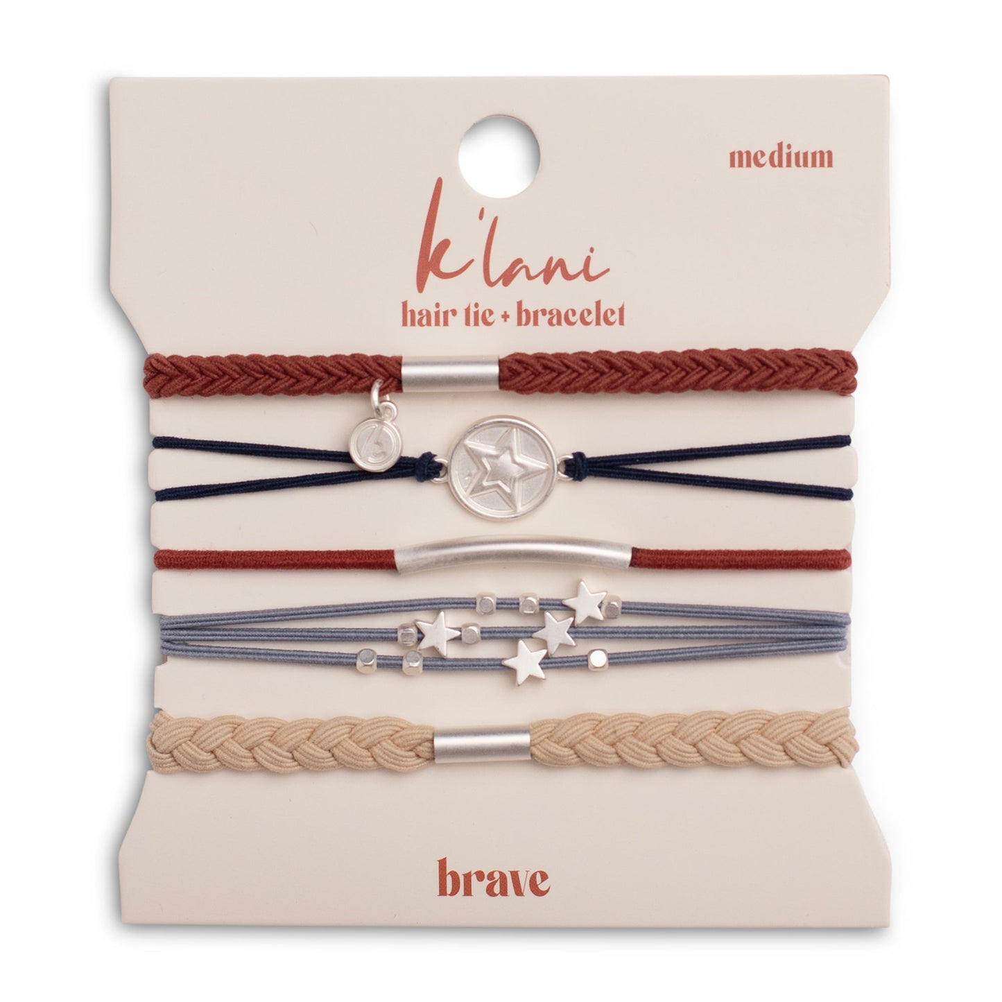 "Brave" Red, White & Blue with Silver Star Accents