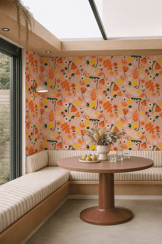 Henri Floral Wallpaper, pink