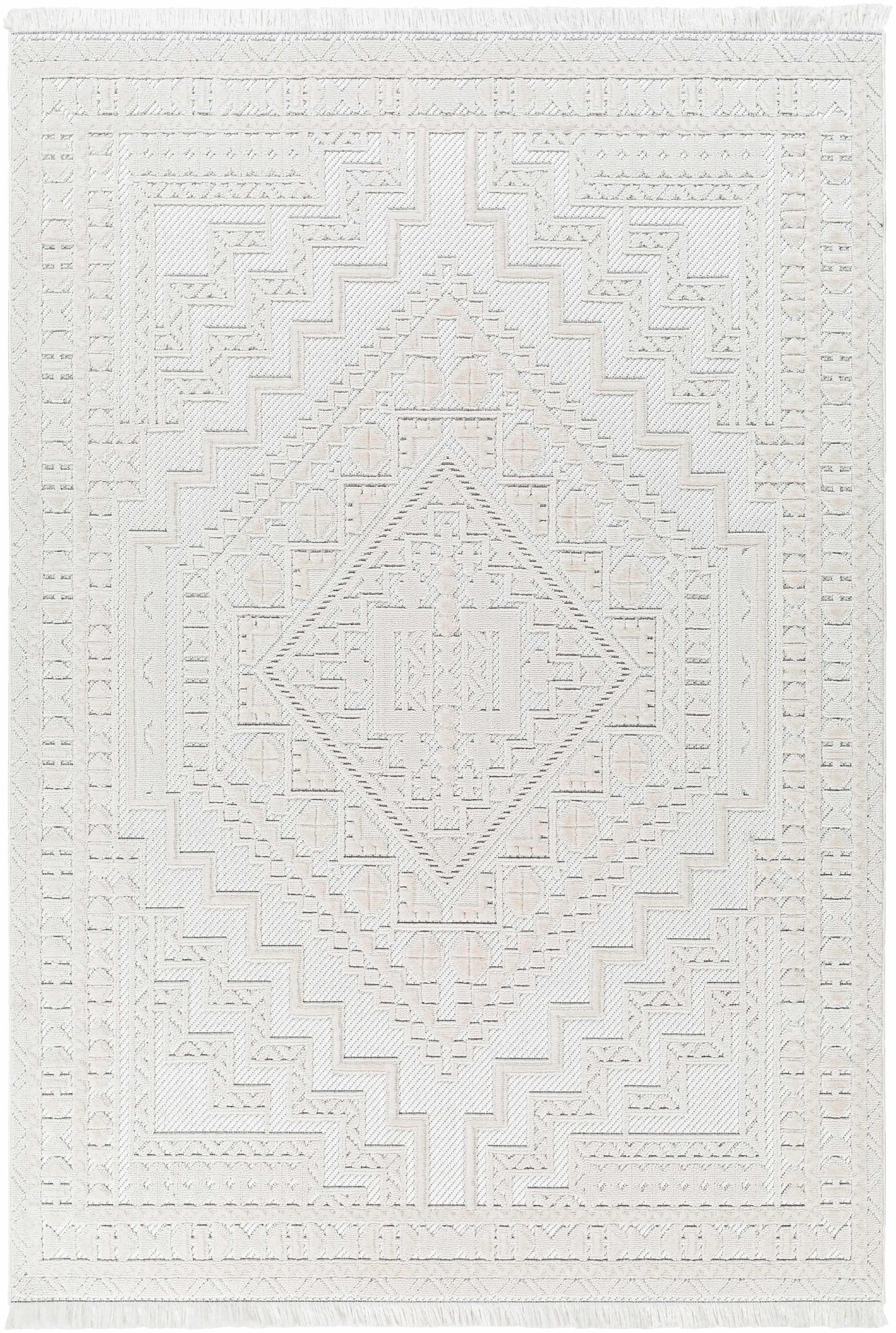 Alya White Fringe Rug