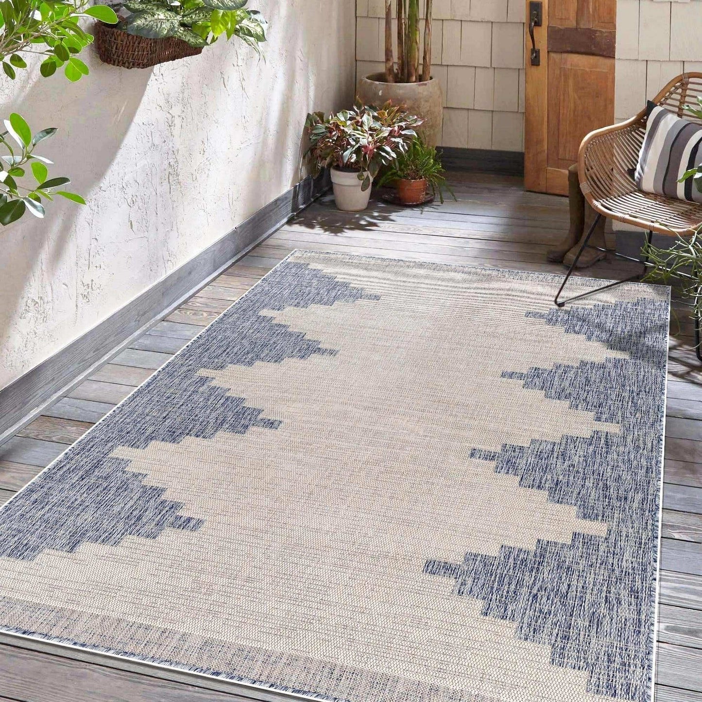 Djugun Blue Outdoor Rug - Clearance