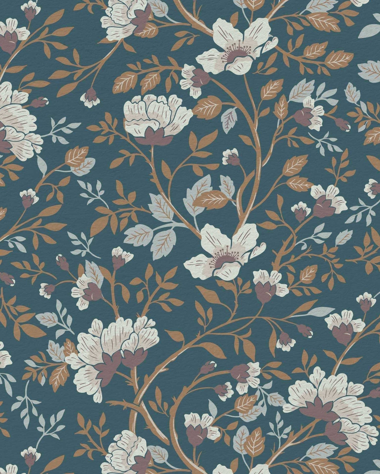 Camellia Study Wallpaper in Cobalt Dust