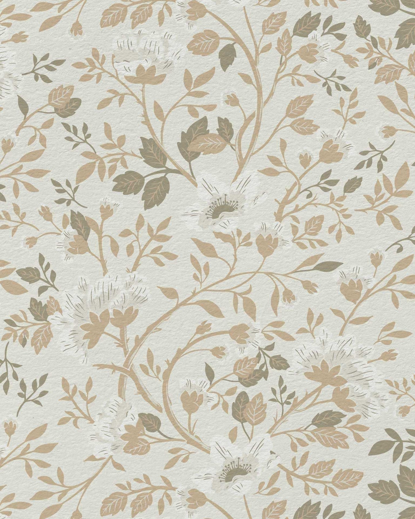 Camellia Study Wallpaper in Natural Linen