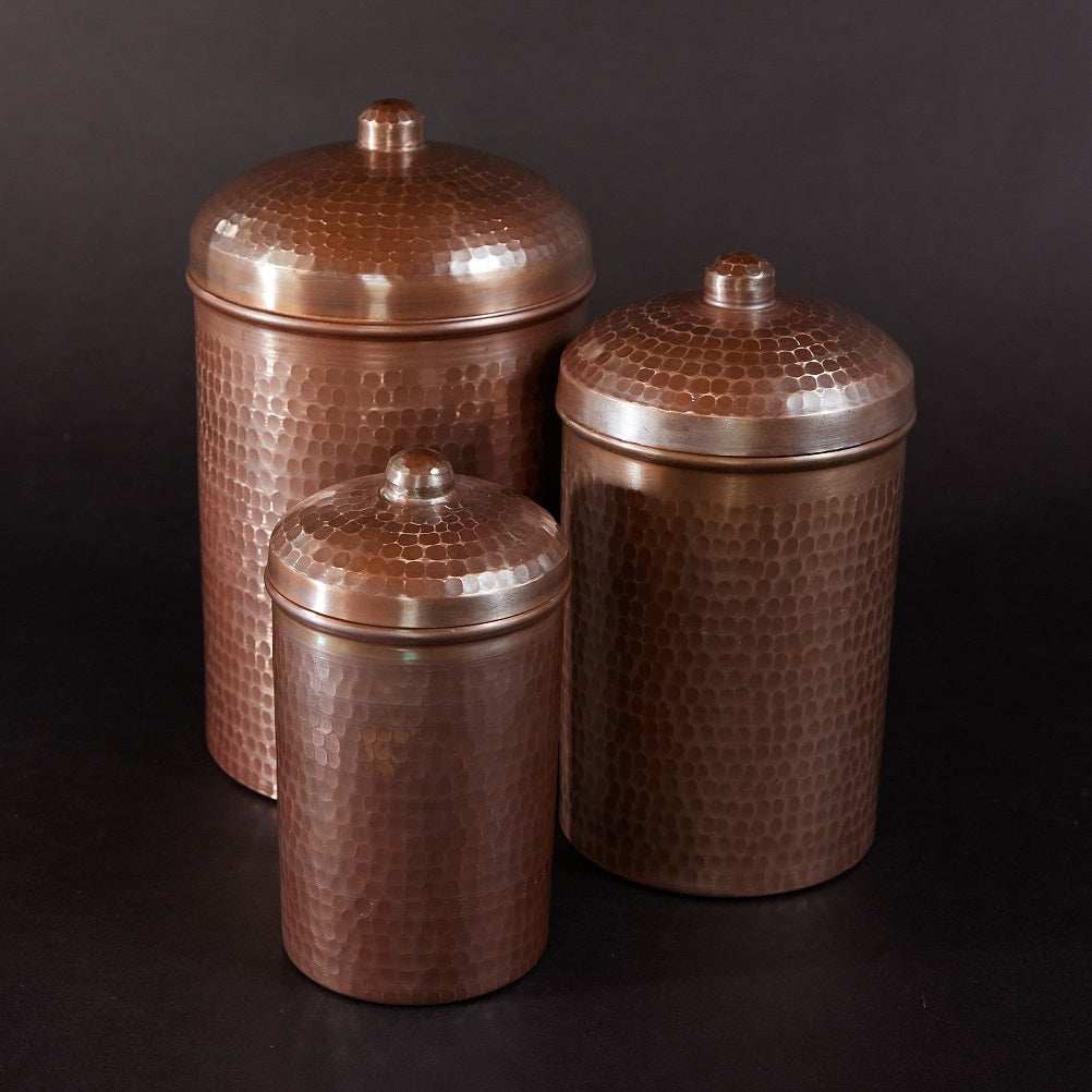 Copper Kitchen Canisters - Small Set, 3 Pieces