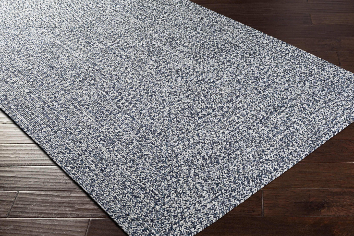Blue Braided Faux Jute Outdoor Rug