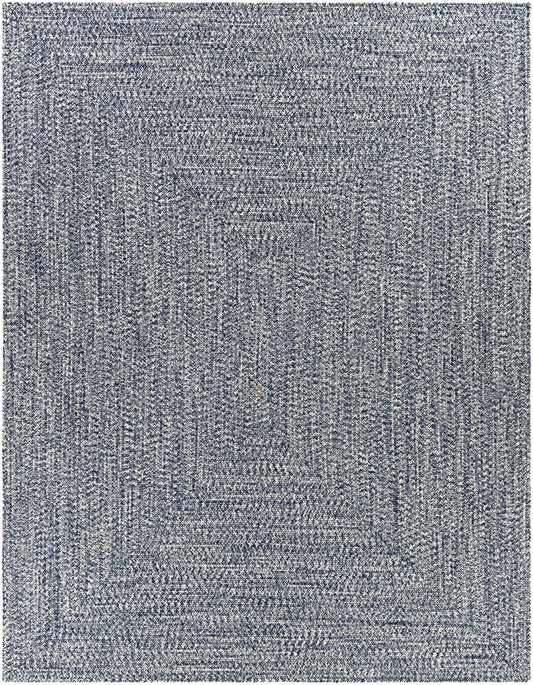 Blue Braided Faux Jute Outdoor Rug
