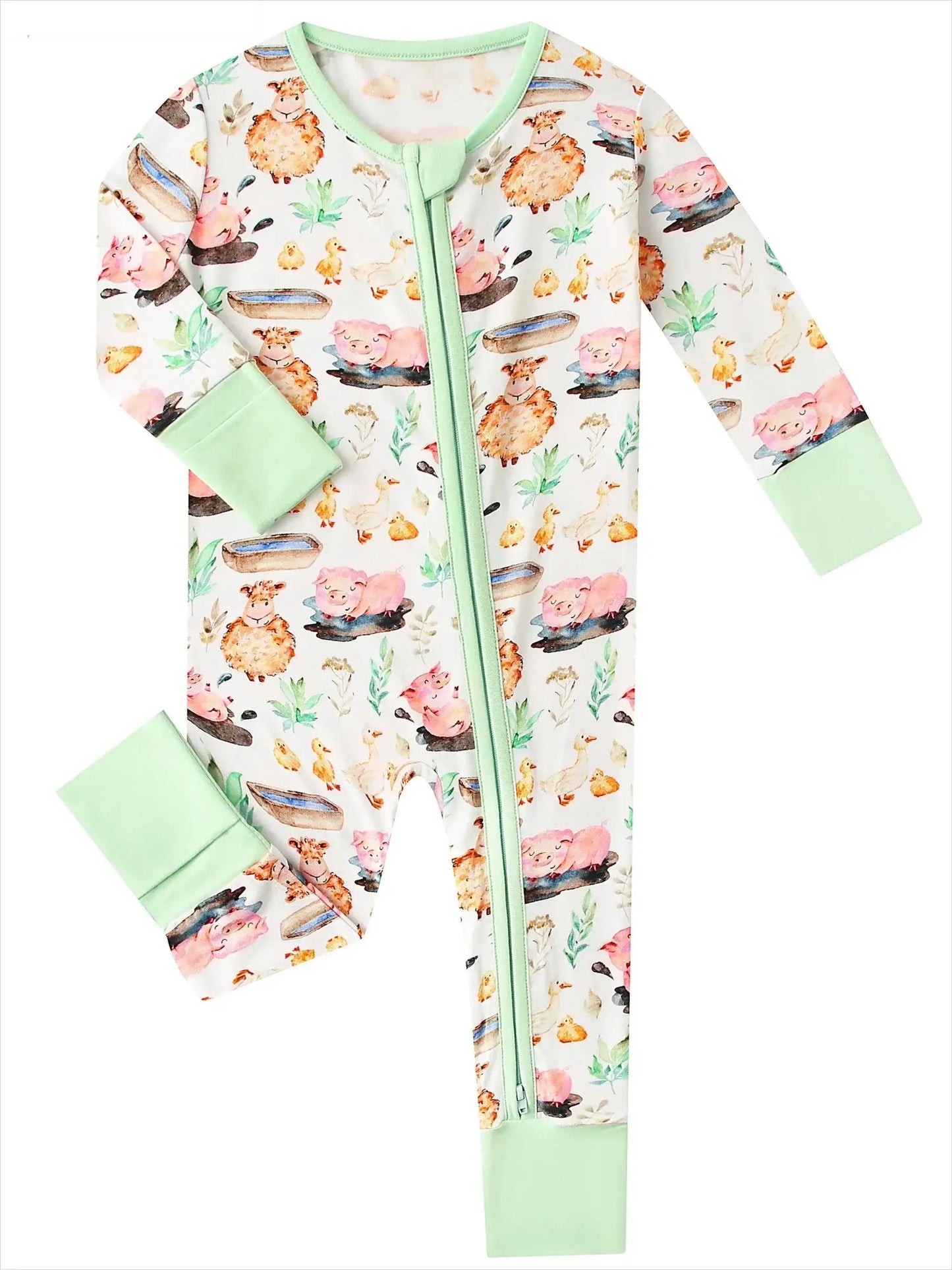 PoshTOT Little Yellow Sheep Bamboo Baby Convertible Zippy Romper
