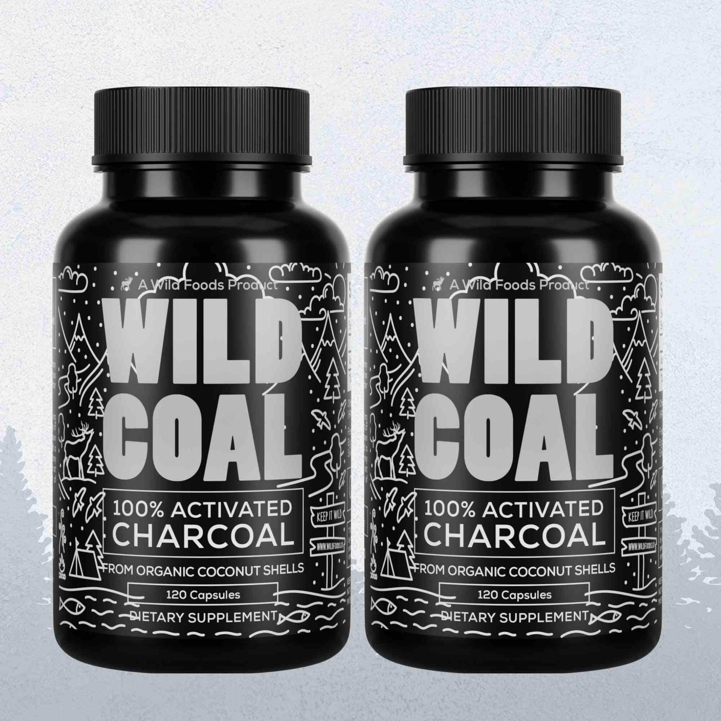 Activated Charcoal Capsules, 60 servings - Made from 100% Organic Coconuts