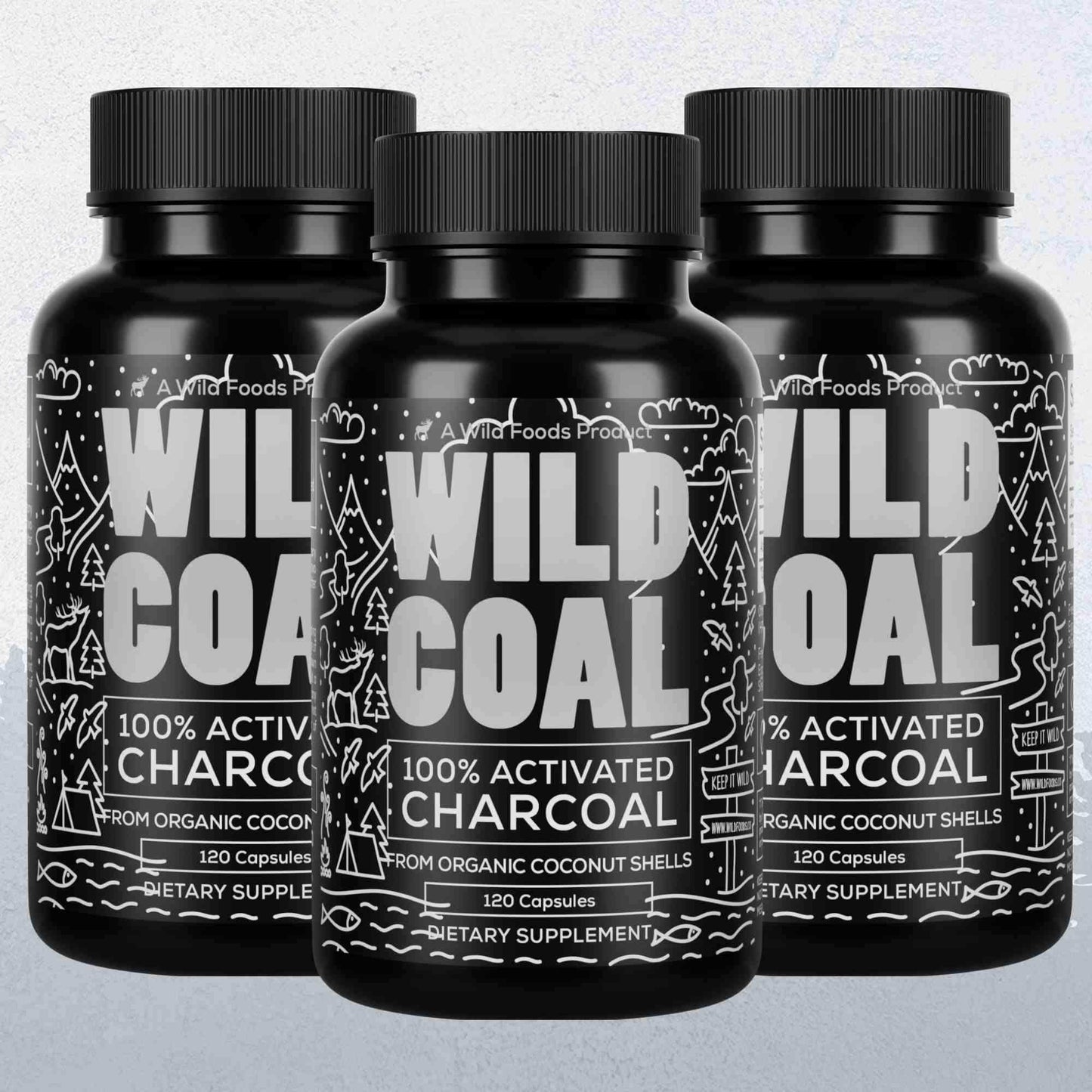 Activated Charcoal Capsules, 60 servings - Made from 100% Organic Coconuts