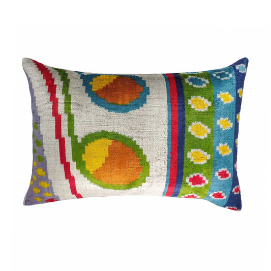 Circus Silk Velvet Ikat Throw Pillow Cover 16 X 24