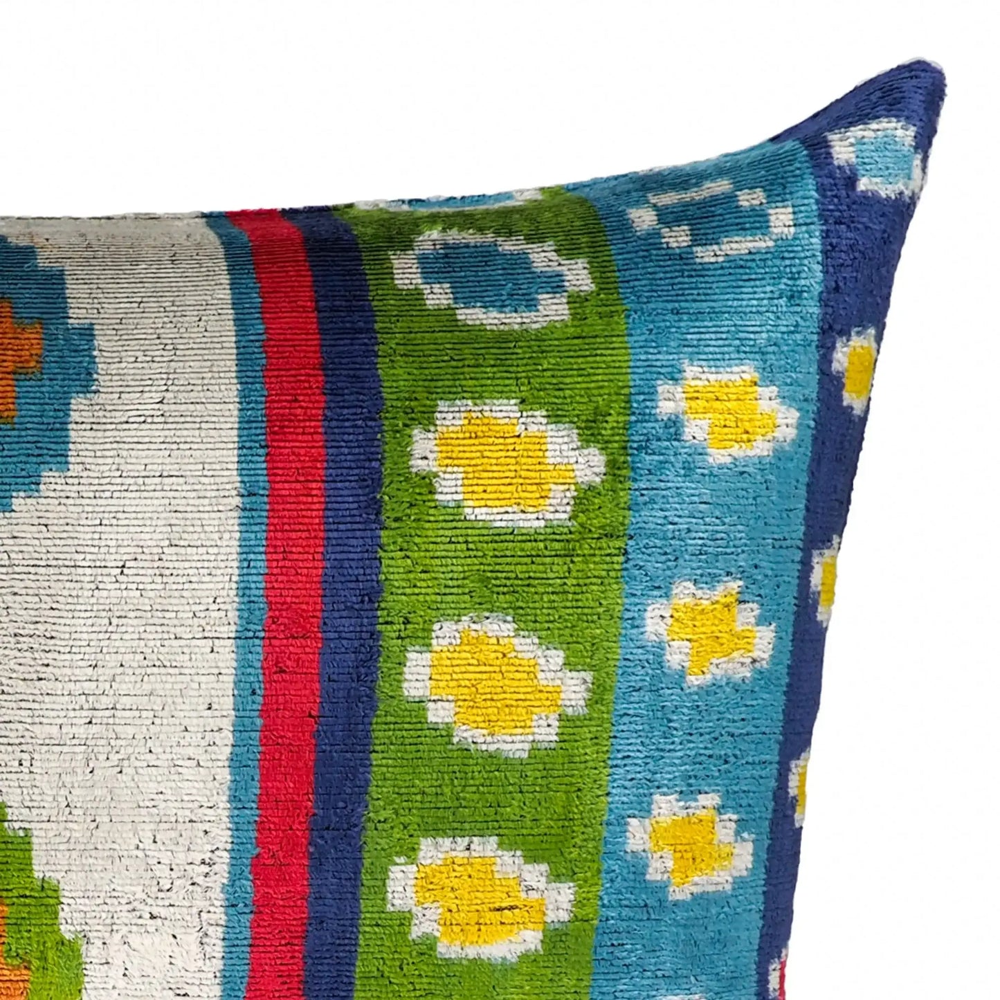 Circus Silk Velvet Ikat Throw Pillow Cover 16 X 24