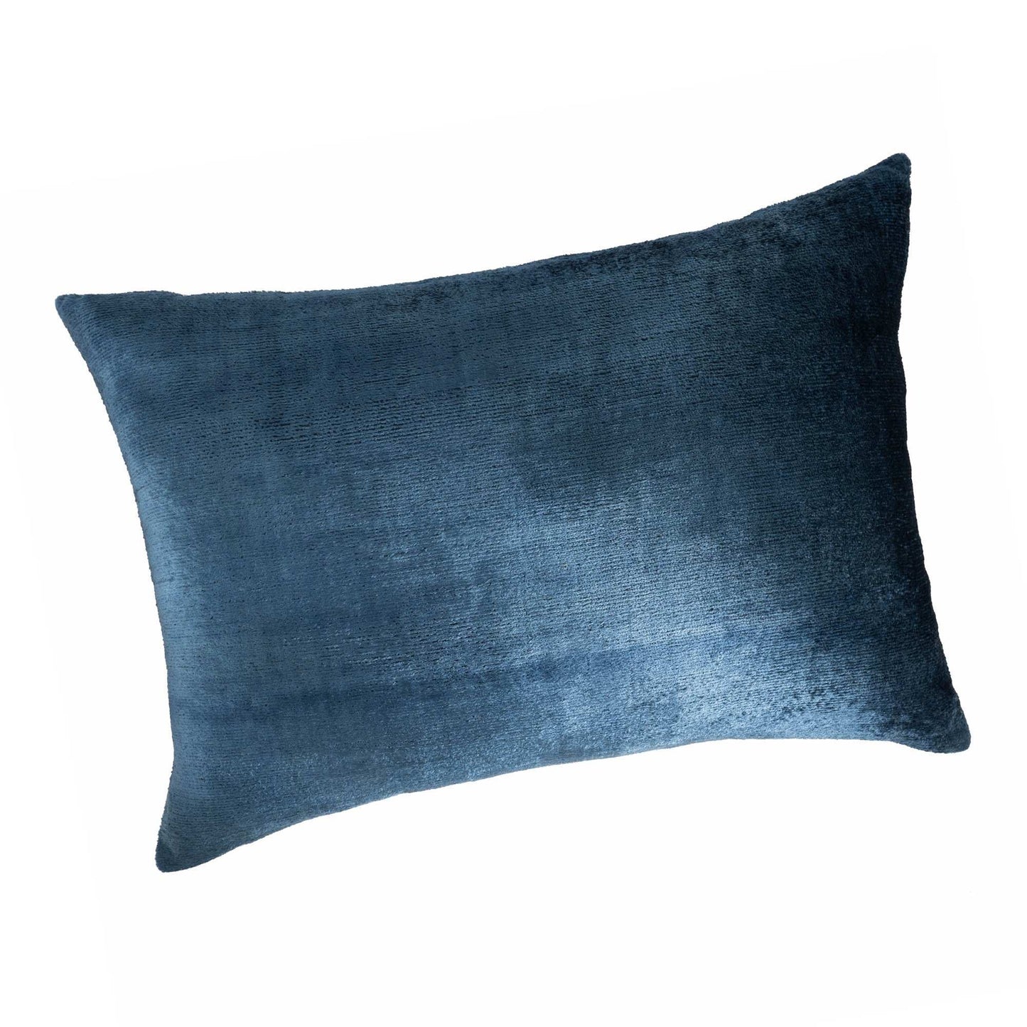 Coastal Blue Silk Velvet Ikat Pillow Cover, 16 X 24