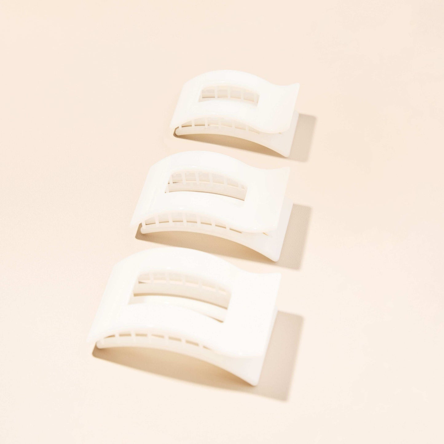 Coconut White Medium Flat Rectangle Hair Clip