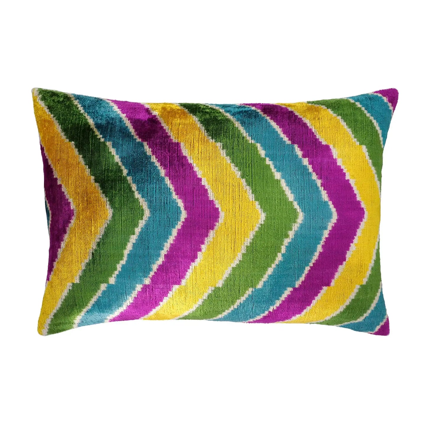 Copacabana Silk Velvet Ikat Throw Pillow Cover 16 X 24