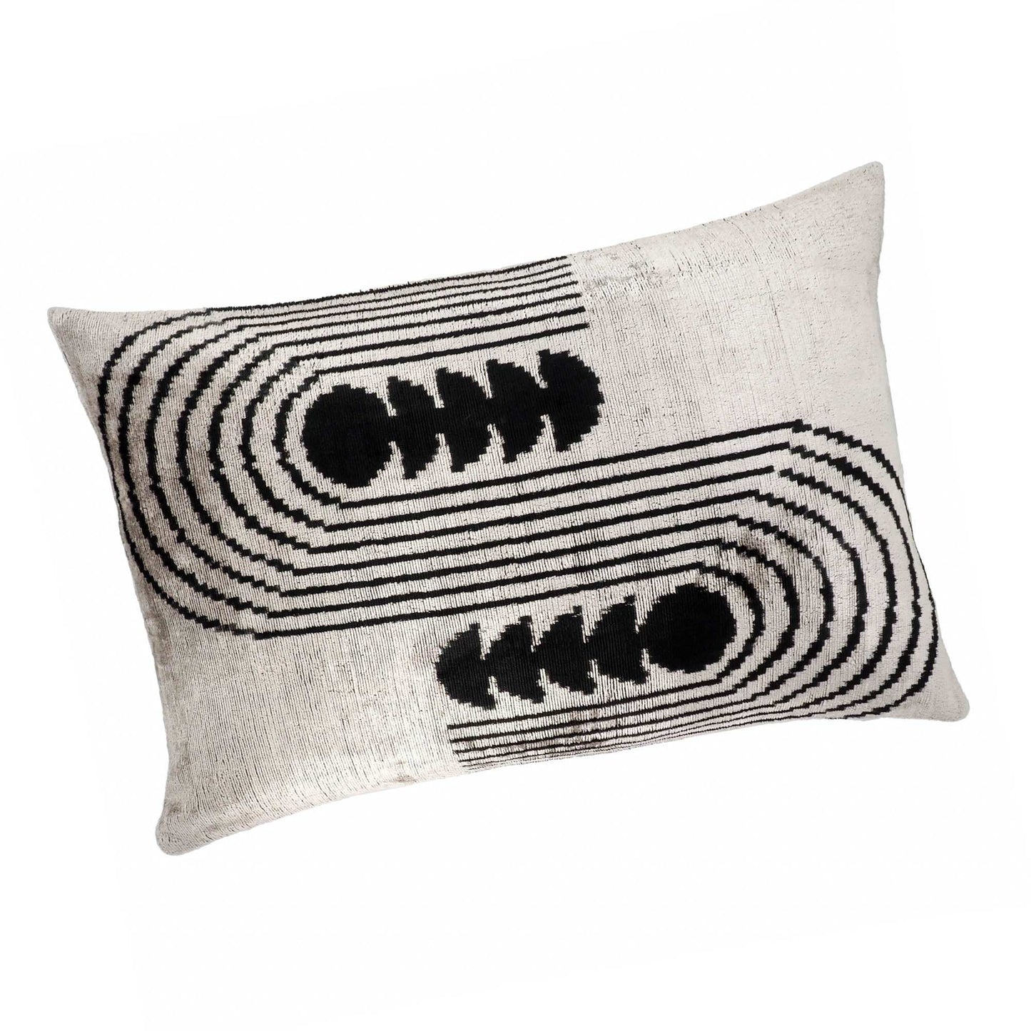 Art Deco Silk Velvet Ikat Throw Pillow Cover 16 X 24