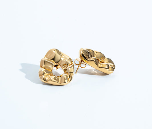 Nathalia Sculpted Hammered Drop Earrings