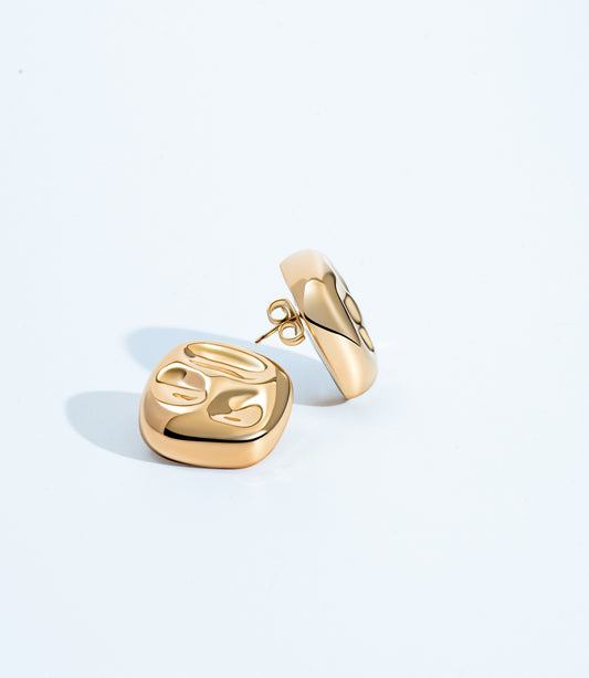 Sara Square Hammered Hoop Earrings