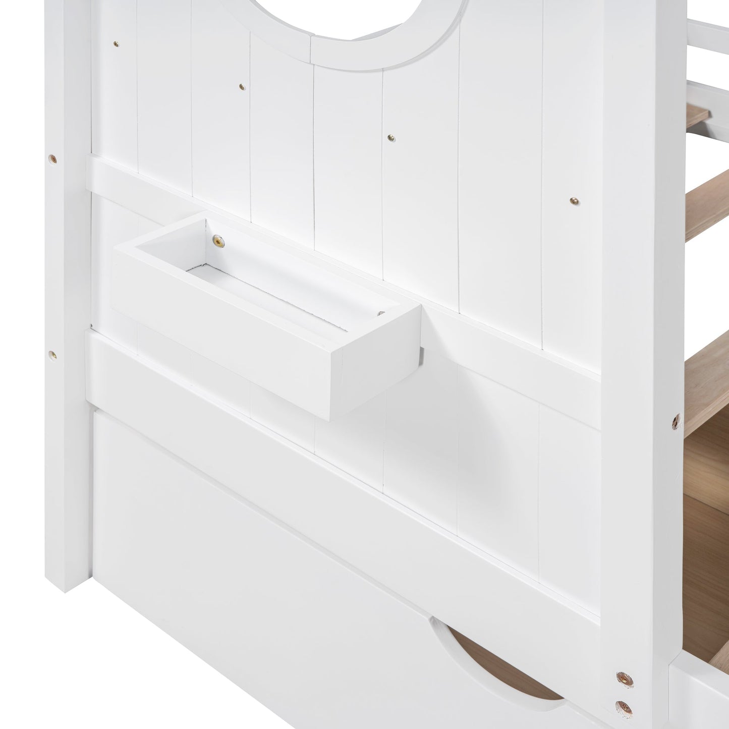 Wooden Twin Size House Bed with 2 Drawers,Kids Bed with Storage Shelf, White(Old SKU: HL000051AAK)