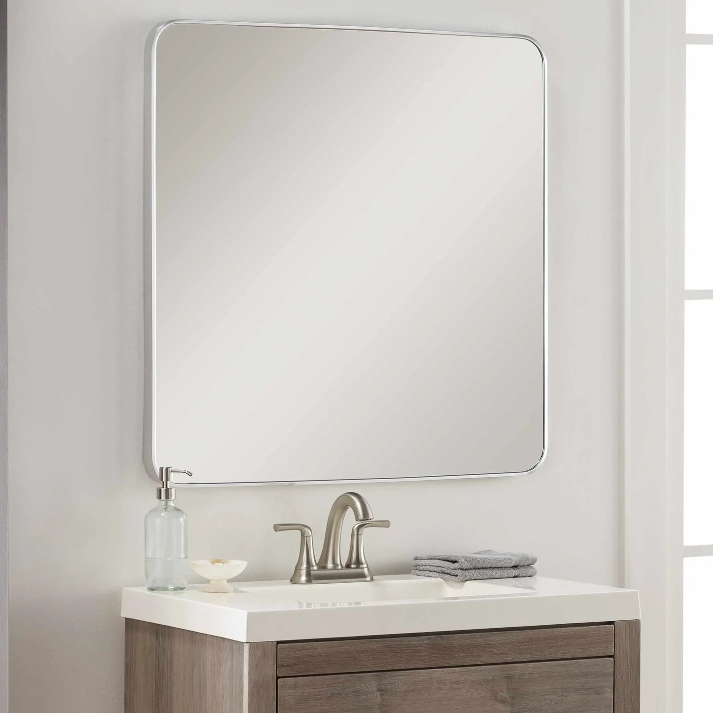 Ockenfels Modern Arched Silver Gray Wall Mirror