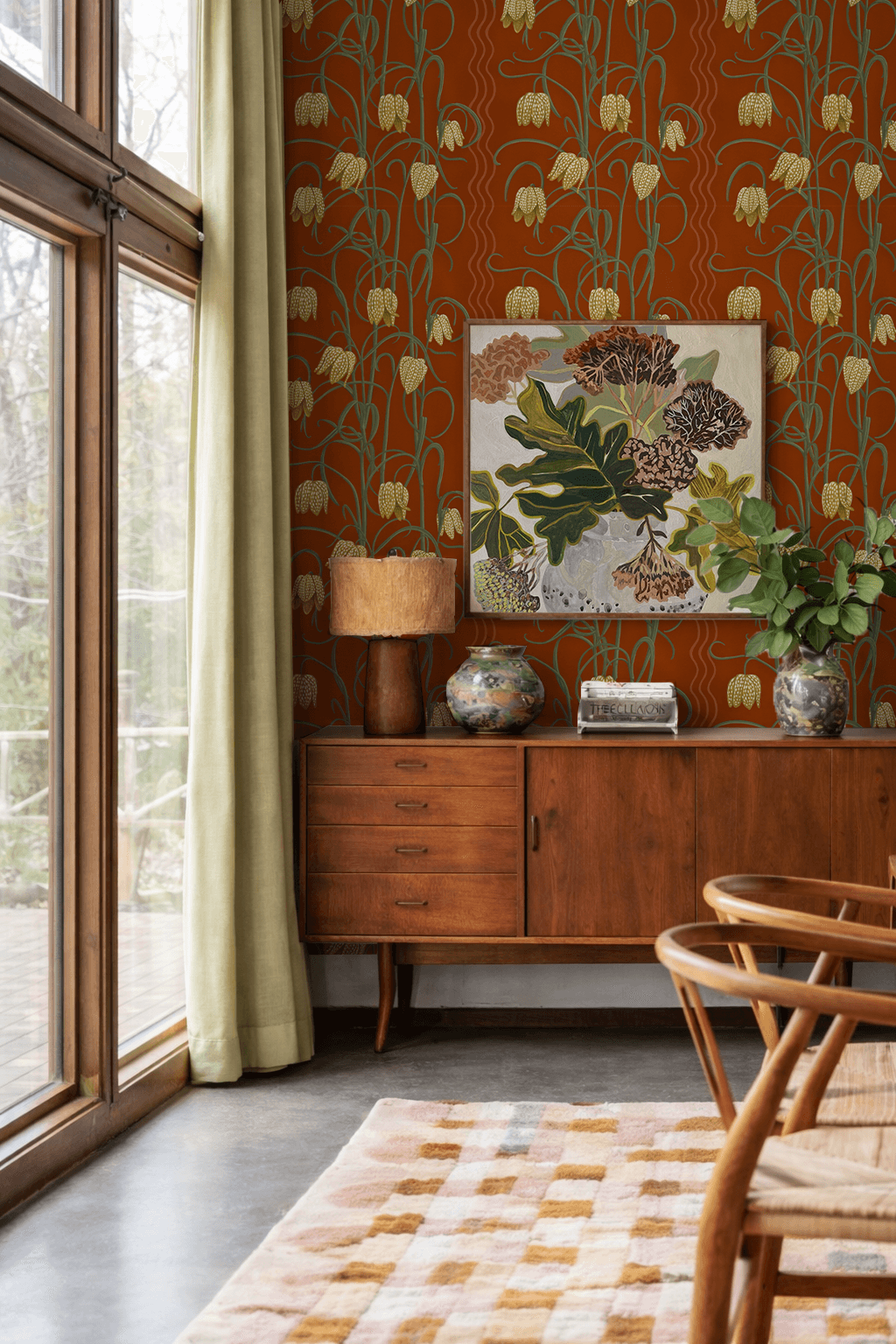 Campanas Wallpaper, rust and yellow