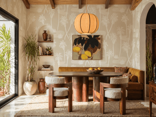 Palm Oasis Wallpaper, neutral and white