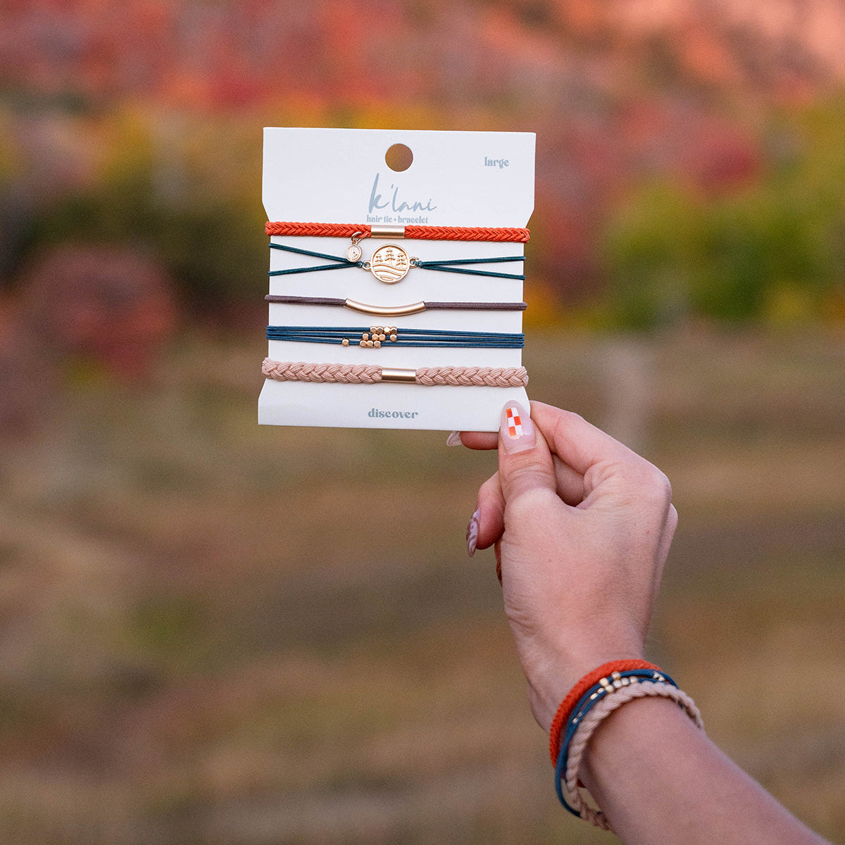 "Discover" Gold Pine Tree Charm Hair Tie Bracelets