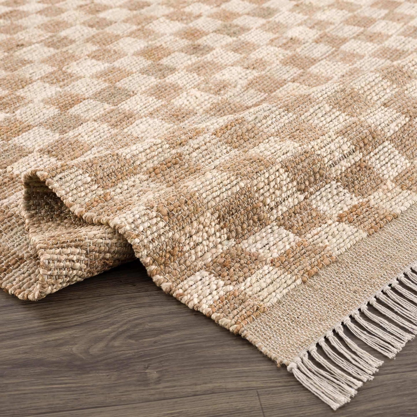 Ionut Checkered Jute Area Rug