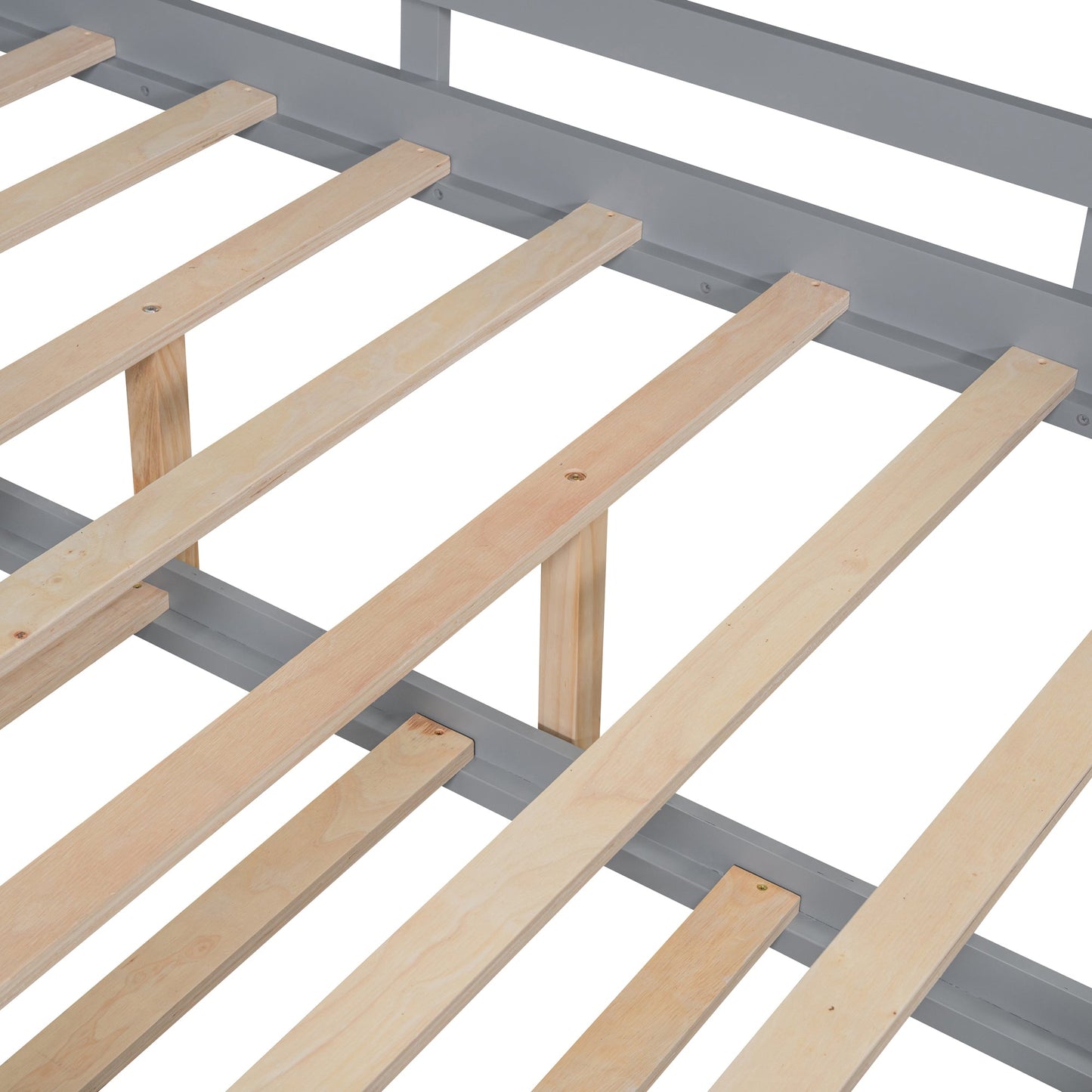 Wooden Twin Size House Bed With Trundle, Modern Design for Kids with Storage Shlef, Gray(old SKU HL000094AAE)