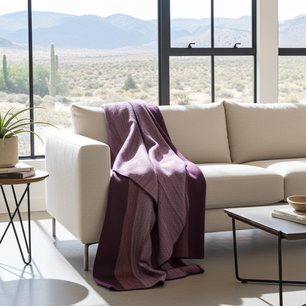 Handwoven Alpaca Throw Blanket | Deep Purple | Nawi Collection