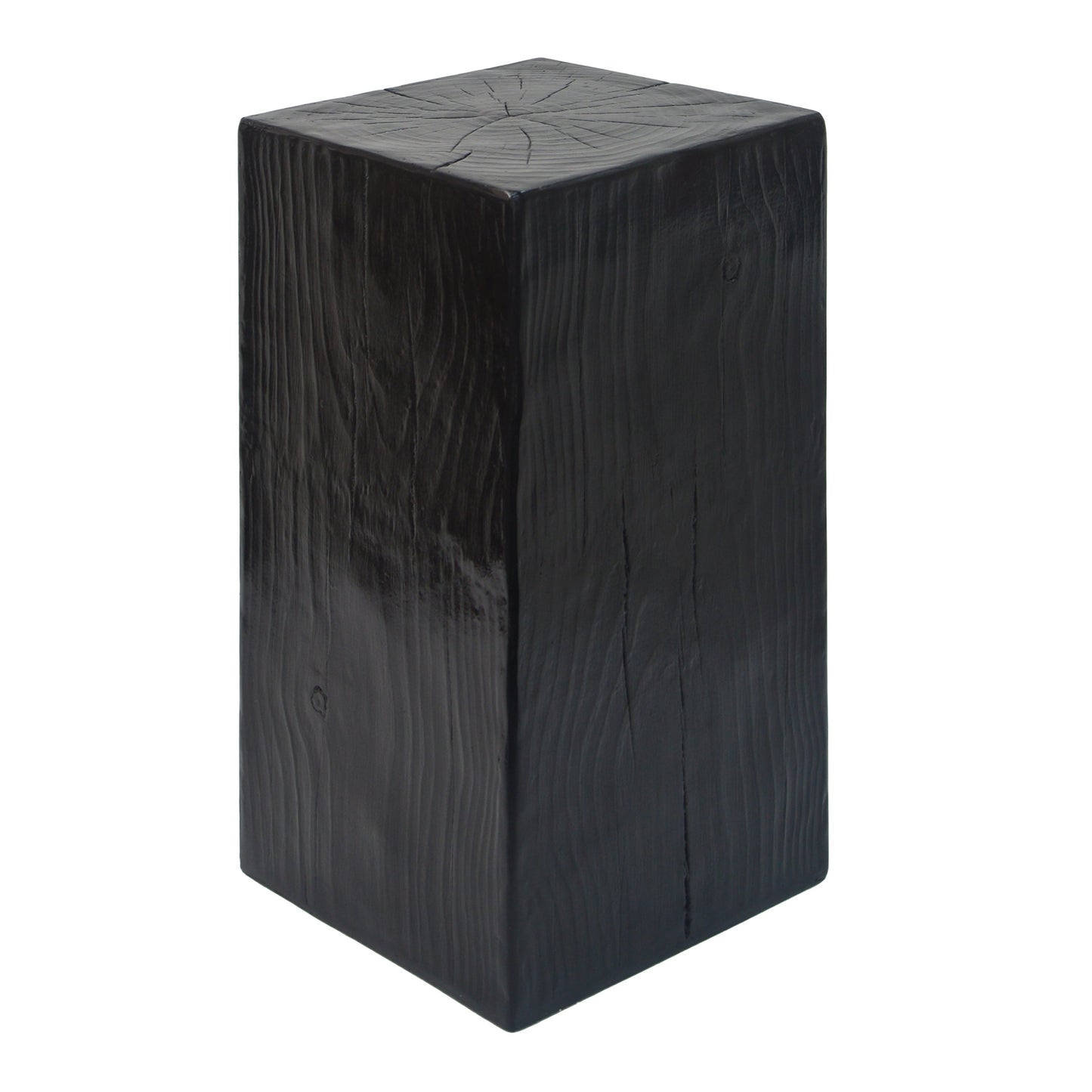Wood-Look Square-Column MGO End Table,  H27.75',Wood-Like Distressed Finish, Mix with Different Heights, Indoor Outdoor Use,Black Color