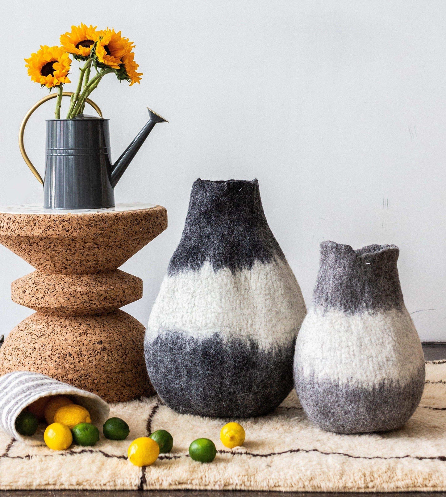 Eclipse Charcoal and Ivory Wool Gourd Basket
