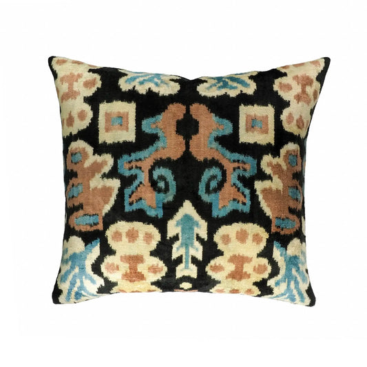 Eden Silk Velvet Ikat Throw Pillow Cover 20 X 20