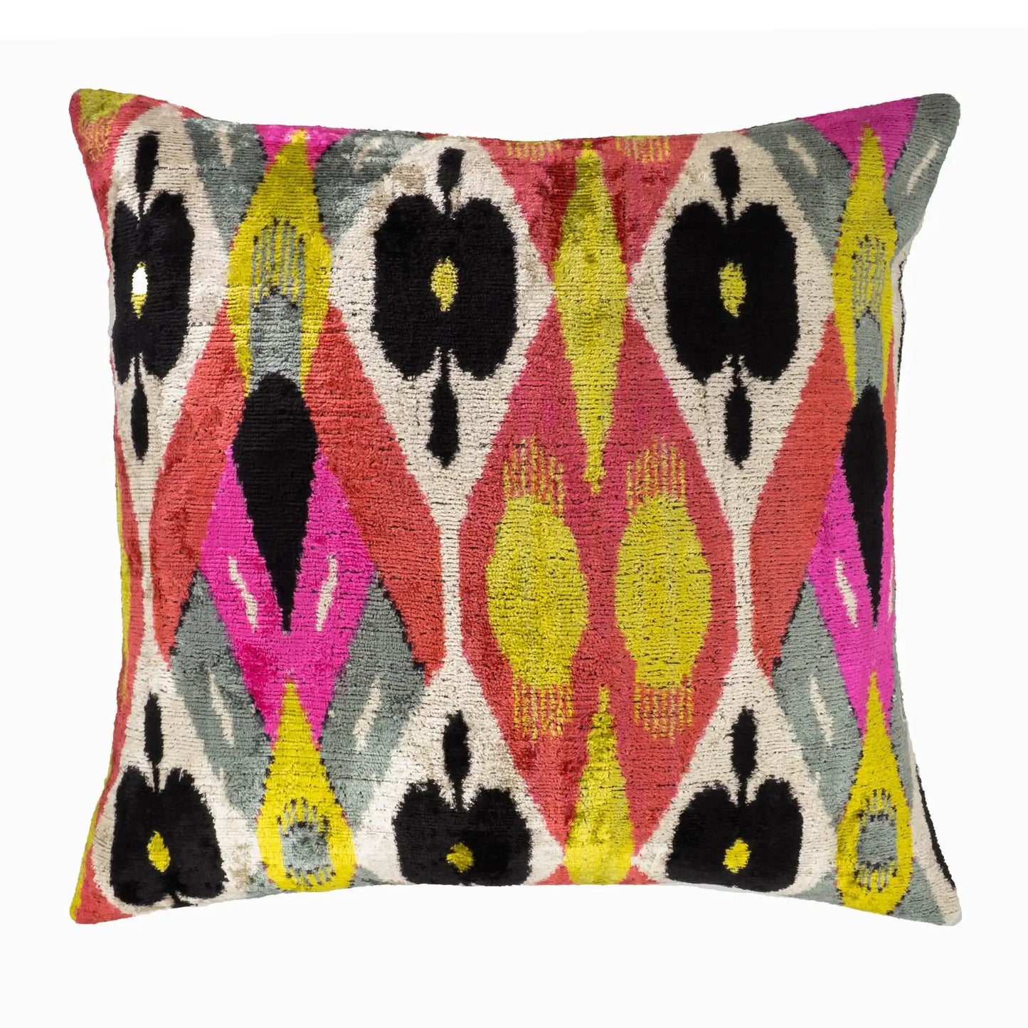 Euphora Silk Velvet Ikat Pillow Cover 20 X 20