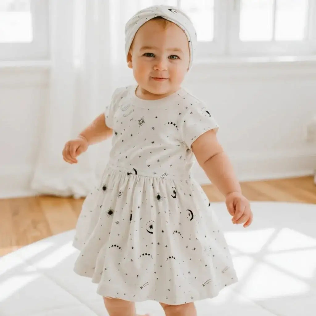 short sleeve twirl dress | celestial
