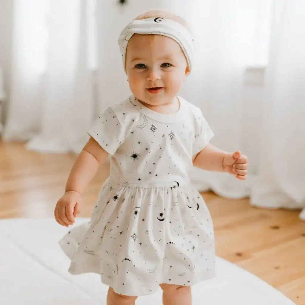 short sleeve twirl dress | celestial