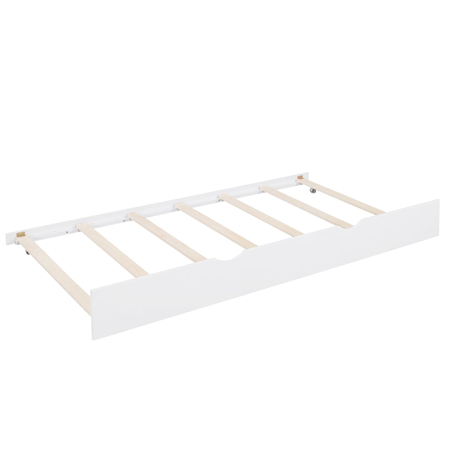 Wooden Twin Size House Bed with Trundle,Kids Bed with Shelf, White (Old SKU: WF297071AAK)