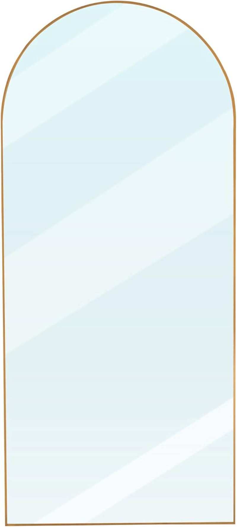 Arched Full Length Mirror 71x32 Inches Gold Aluminum Floor