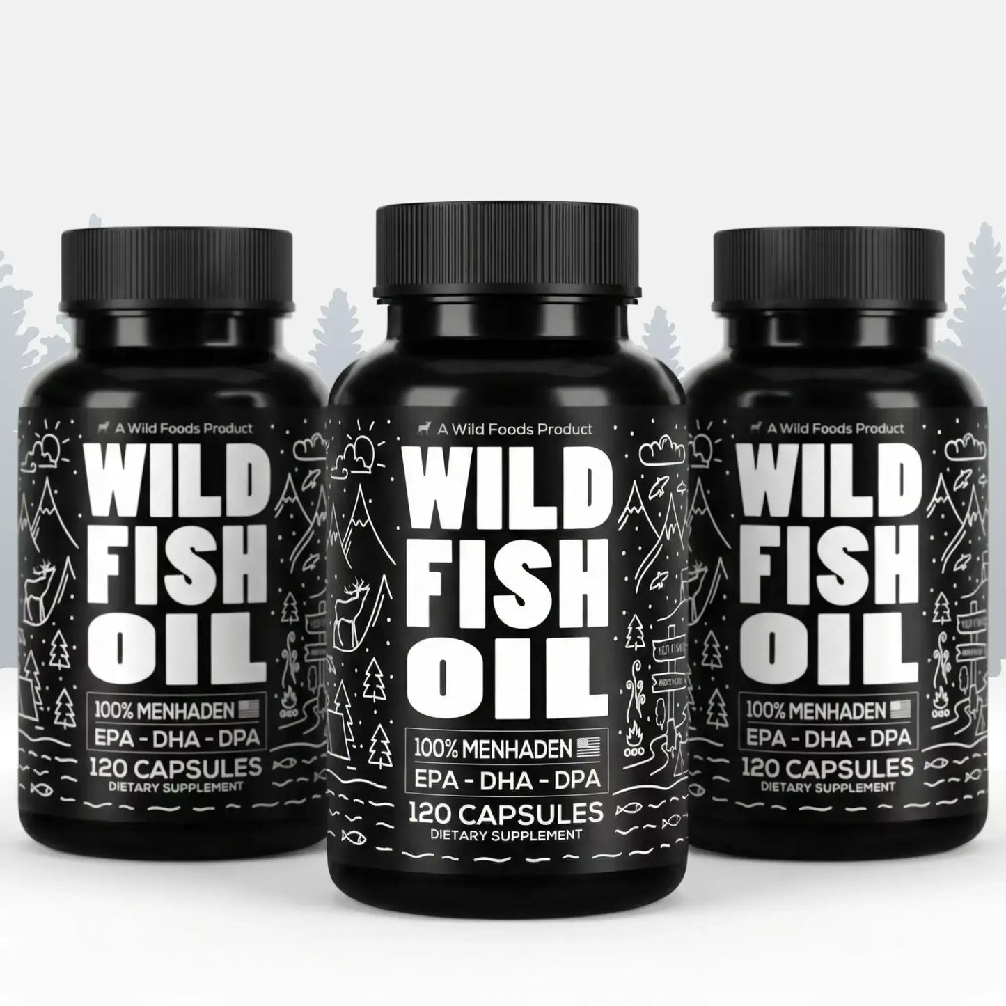 Wild Fish Oil Capsules, Omega-3 Blend, Sustainable, Pure, Third-Party Tested